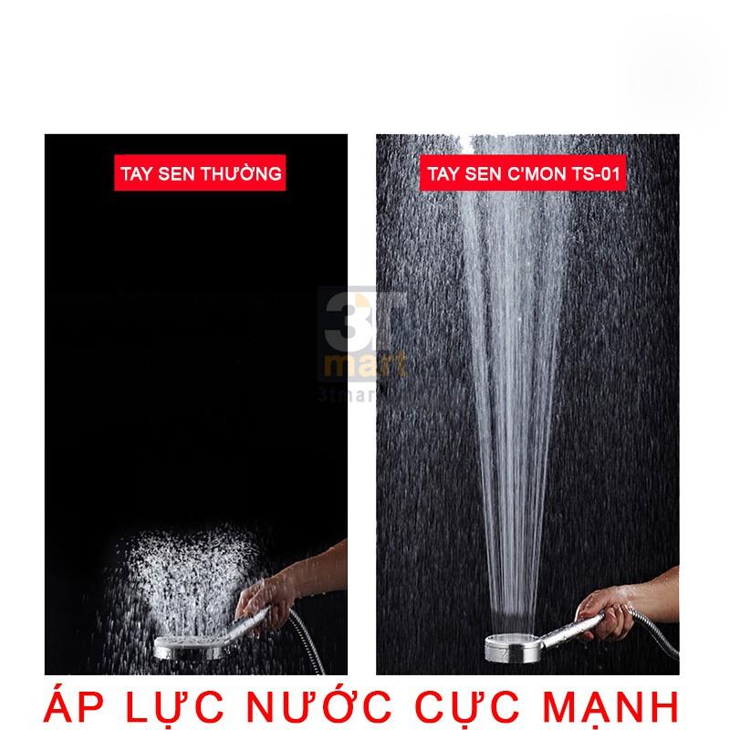 Bộ vòi sen siêu tăng áp 400% C'MON TS-01 + dây sen inox + cài sen