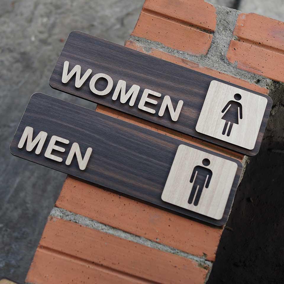 Bảng Gỗ Toilet (Men – Women) cao cấp decor quán LEVU TL18