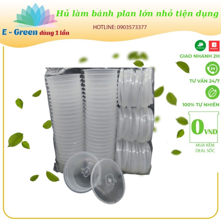 Lốc 50 hũ làm bánh plan , lớn nhỏ , nhí ,dùng 1 lần và có thể tái sử dụng lại dc  .E Green  Dùng 1 Lần