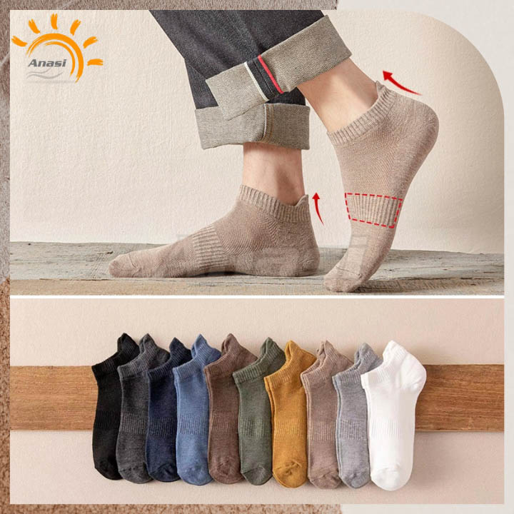 Combo 4 đôi vớ nam/ Tất nam cotton cổ ngắn loại mềm mỏng đi mùa hè Anasi VT15 | Phong cách retro Nhật Bản đơn giản