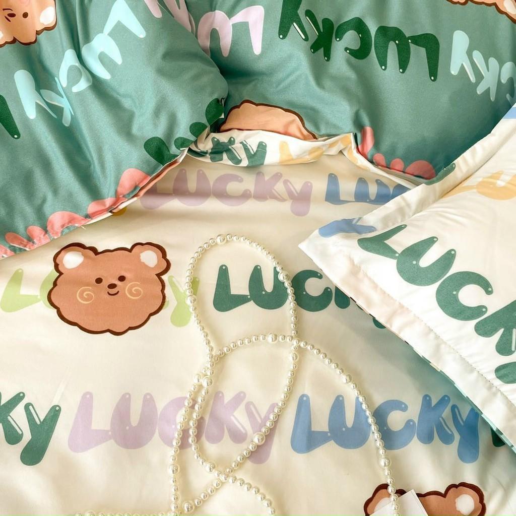 Bộ chăn ga gối cotton poly gấu chữ đủ size - Mẫu gấu & chữ