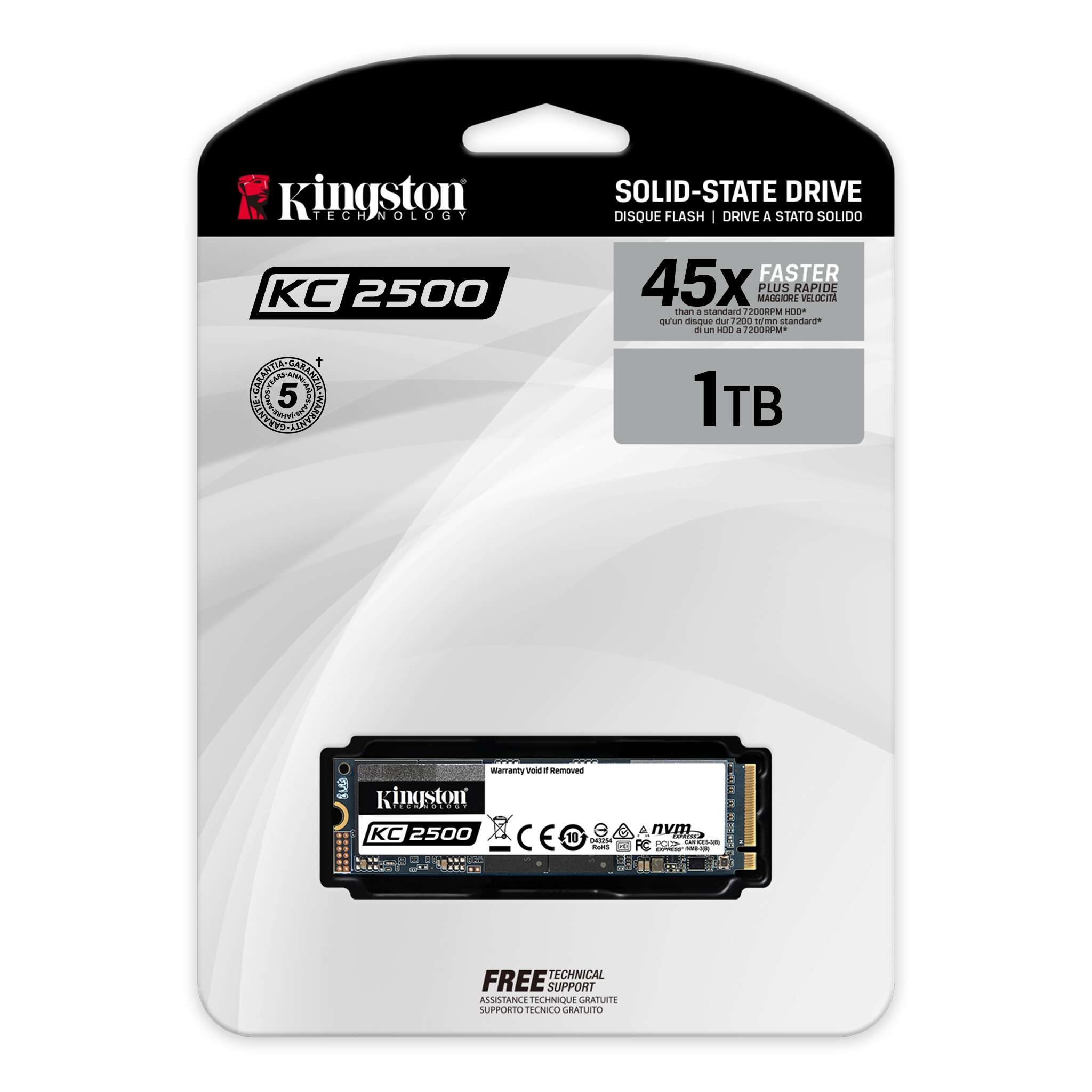 Ổ cứng SSD Kingston KC2500 M.2 PCIe Gen3 x4 NVMe 1000GB SKC2500M8/1000G - Hàng Chính Hãng