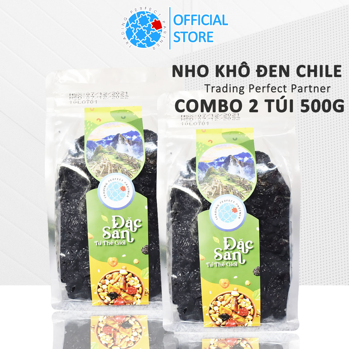 Combo 2 Túi Nho Khô Đen Chile Trading Perfect Partner túi 500g