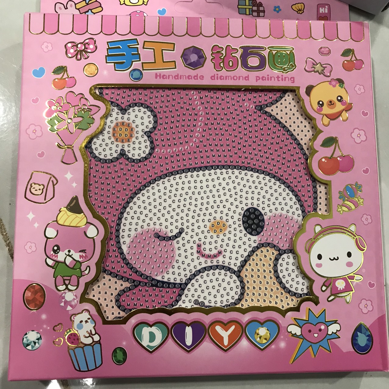 Tranh Đính Đá, COMBO 3 TRANH NGẪU NHIÊN, Tranh Đính Đá Tự Làm Kèm Khung 20x20cm, Quà Tặng Sinh Nhật Cho Bé Gái