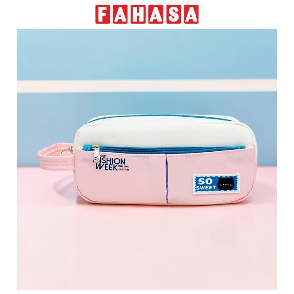 Bóp Viết Vải Phối Màu Pastel Có Quai Xách - Yescholar 9378 - Màu Hồng