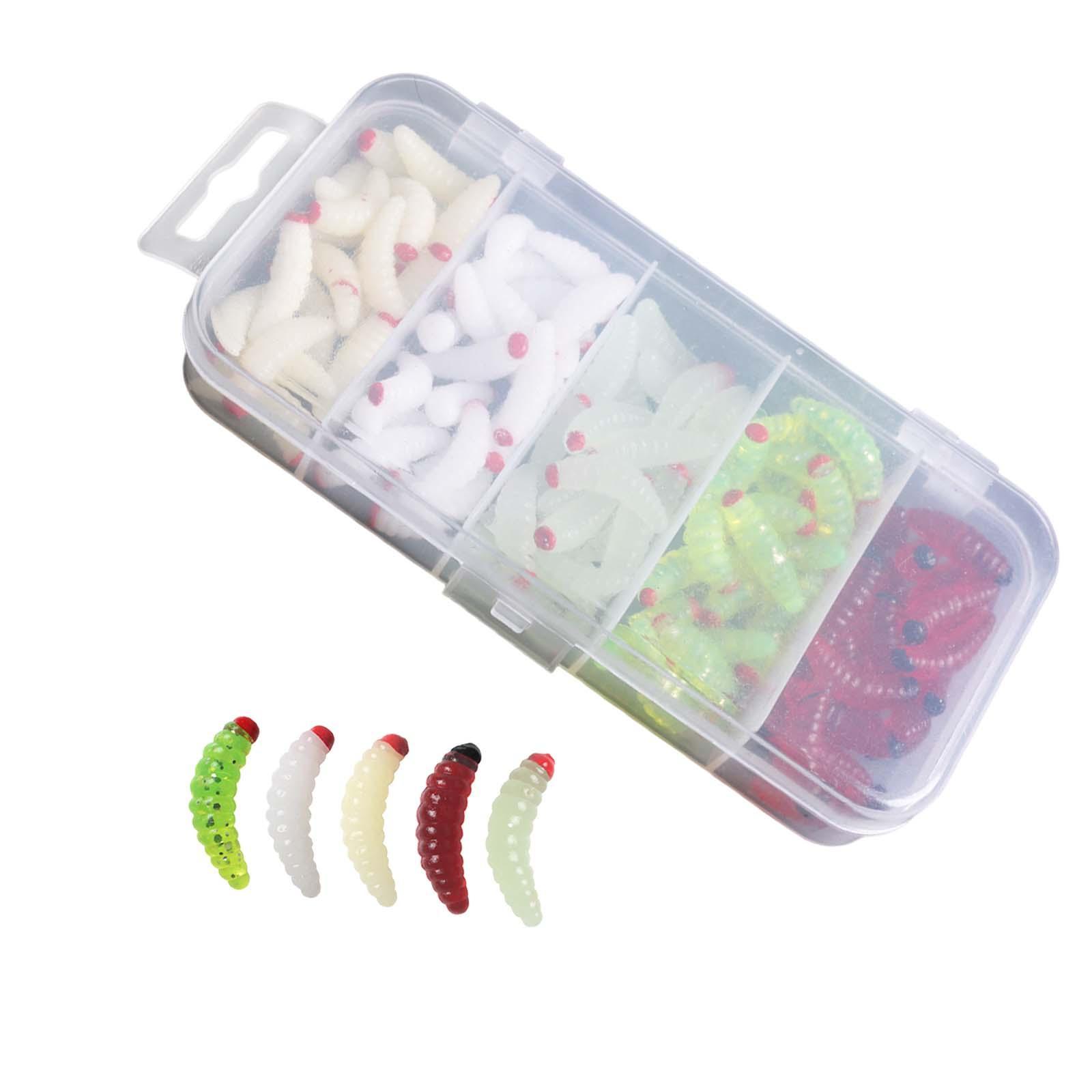 100Pcs Fishing Baits Jig for Freshwater Fishing Gear Portable Worm Grub