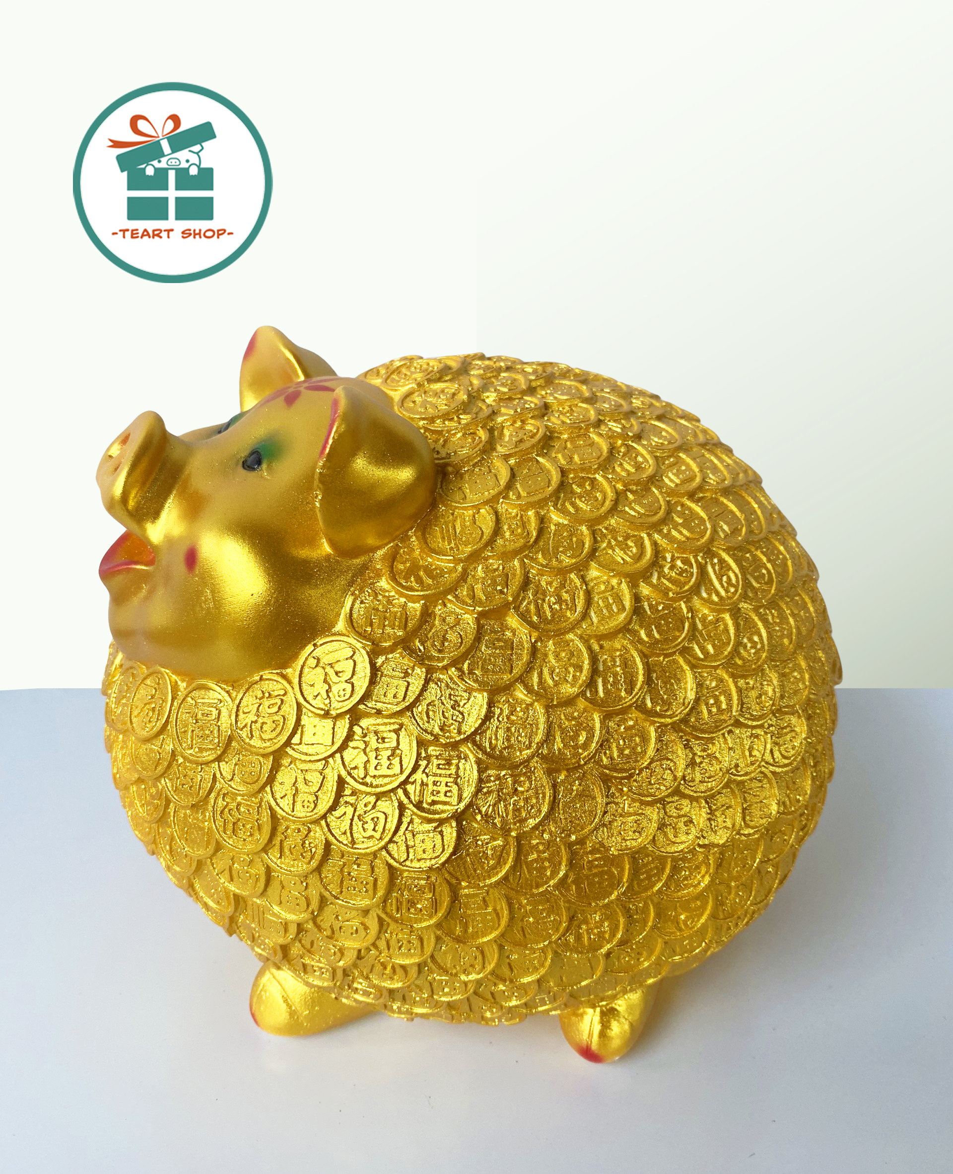 [Teart Shop] Heo đất/lợn đất tiết kiệm Nhím đồng tiền vàng Cute Size lớn 23x23x23 cm