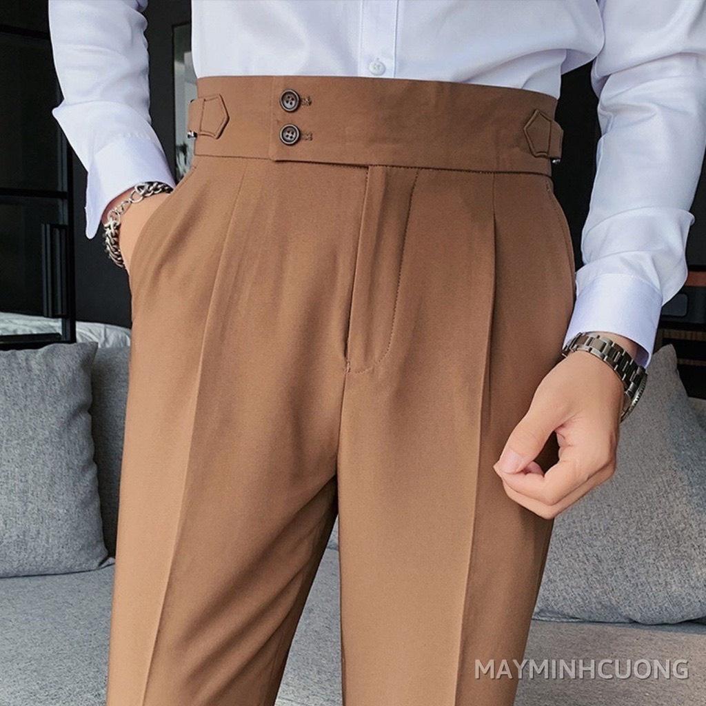 Quần âu nam cạp cao BATIR vải lụa hàn co giãn,ống rộng không nhăn không xù thời trang