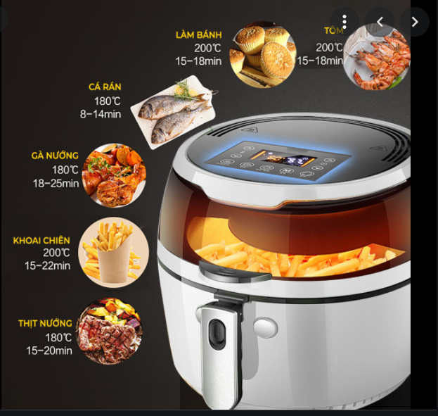 Nồi chiên không dầu 8L , Thiết Kế Hiện Đại, Giúp Bạn Và Gia Đình Thưởng Thức Những Món Rán, Quay Thật Thơm Ngon