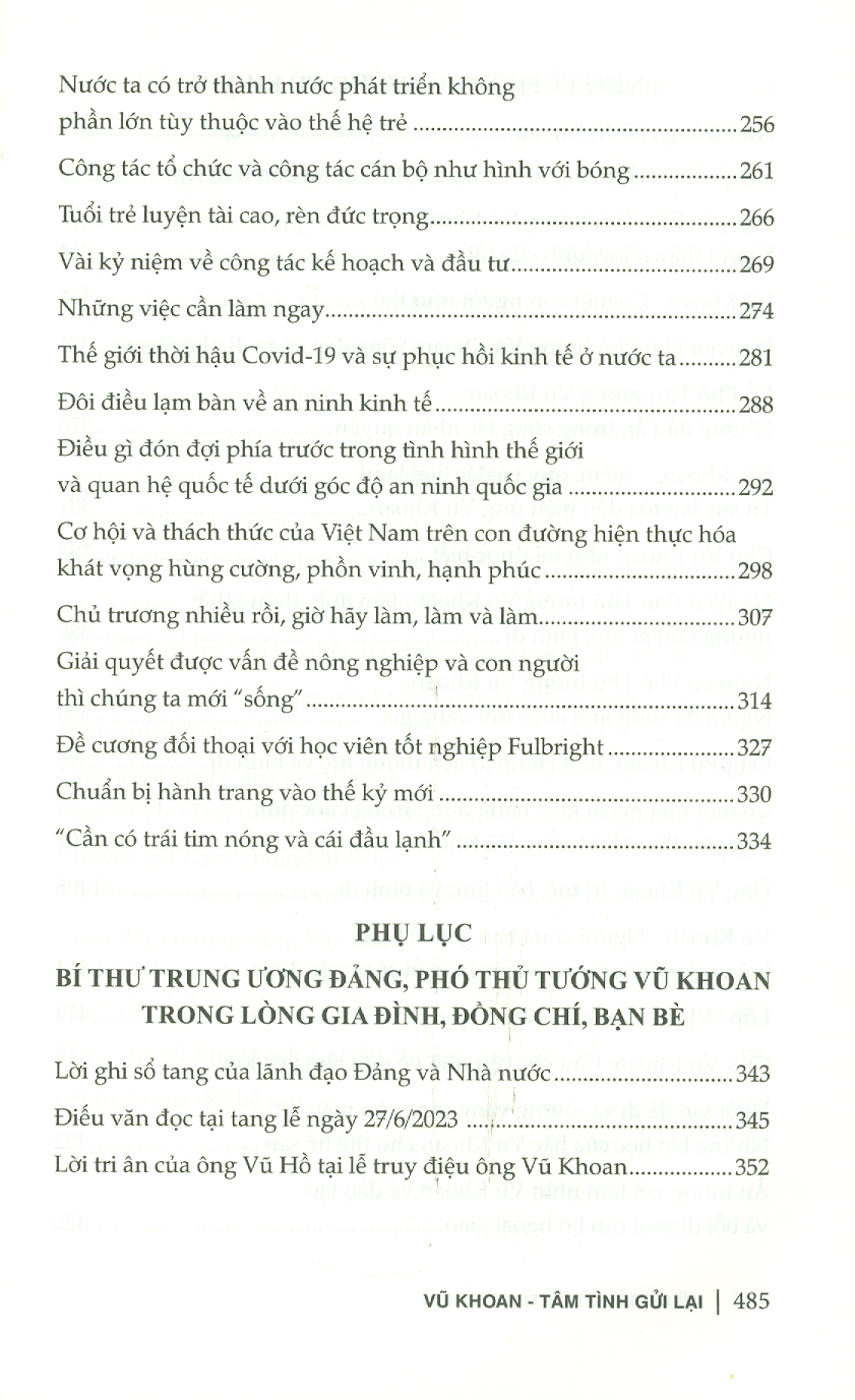 VŨ KHOAN TÂM TÌNH GỬI LẠI - Vũ Khoan - Liên Việt - NXB Hội Nhà Văn.