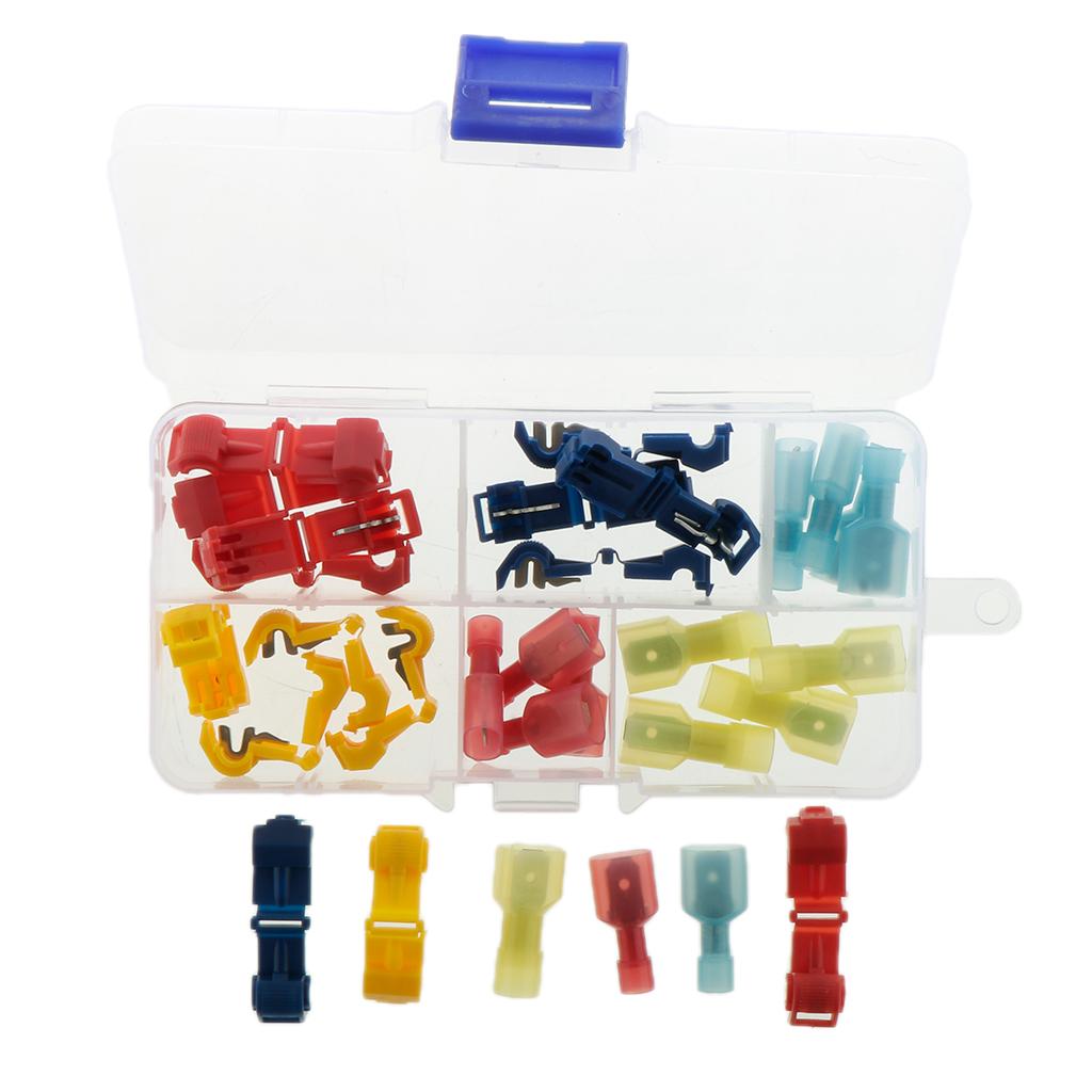 30 Chiếc Chắc Chắn T-Tập Dây Thiết Bị Đầu Cuối Điện Nam Cách Nhiệt Spade Cổng Kết Nối