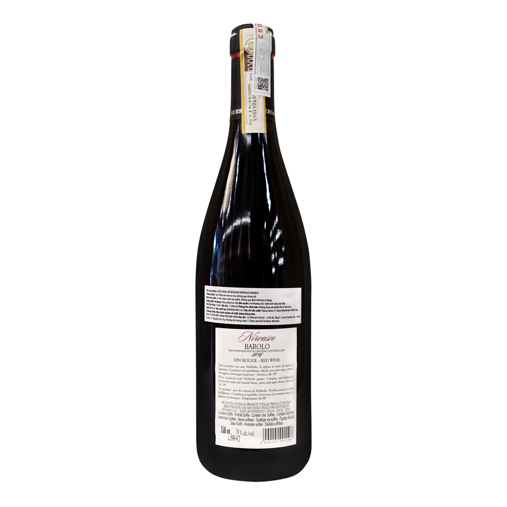 Rượu Vang Đỏ Bersano Nirvasco Barolo DOCG 750ml 14% - Ý - Hàng Chính Hãng