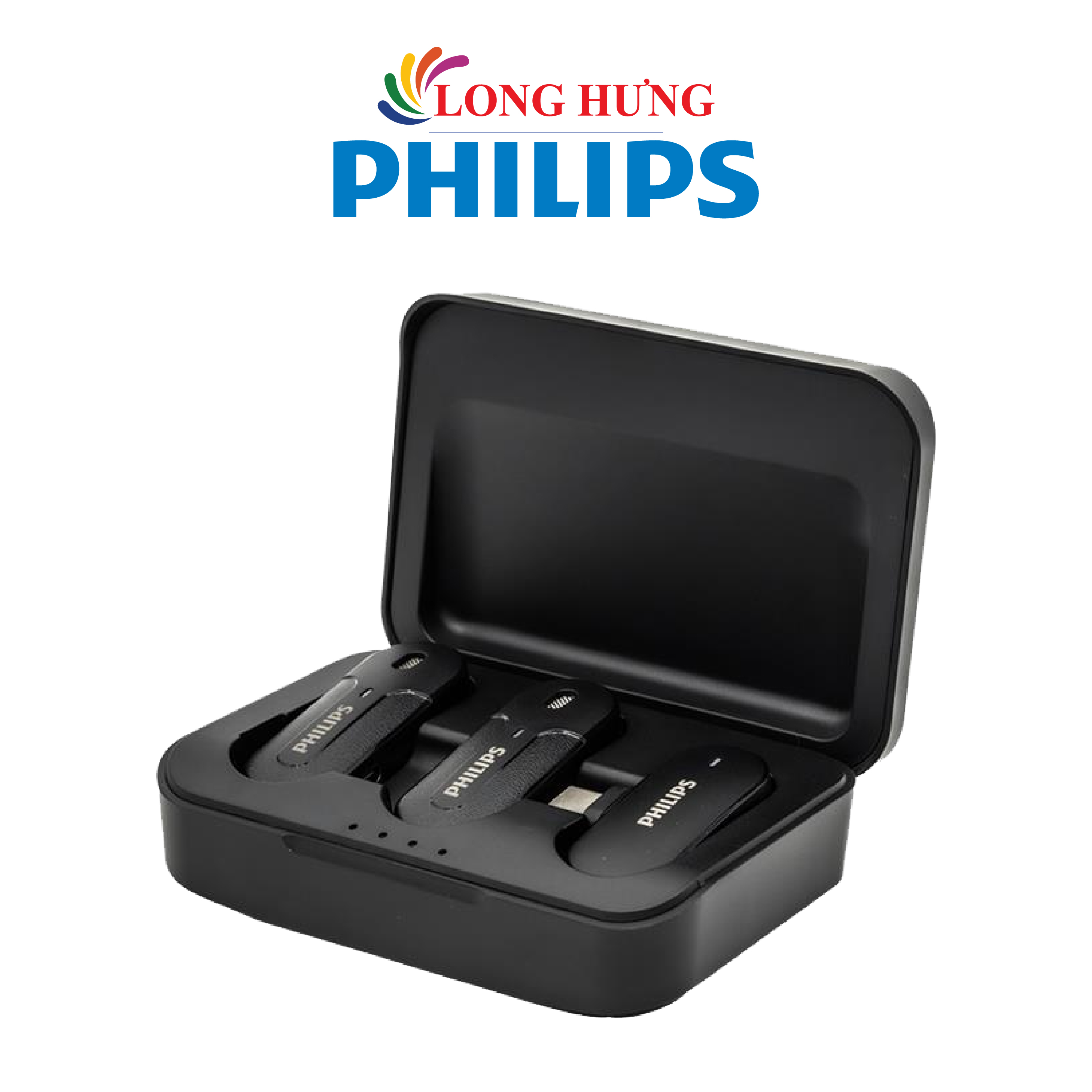 Micro không dây Wireless Lavalier Philips 2 Micro DLM9002 - Type-C - Hàng chính hãng