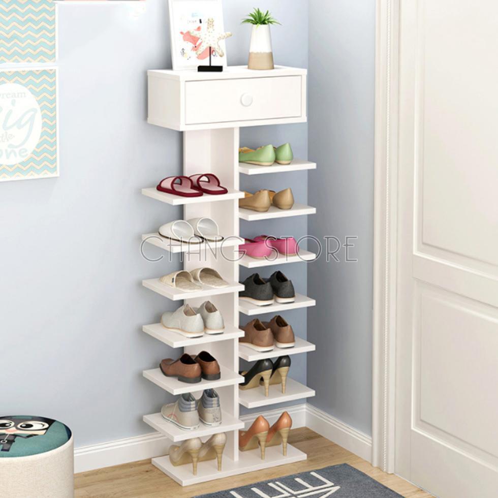 Kệ giày gỗ nhiều ngăn (13 ngăn + 1 tủ) siêu tiện lợi cho mọi nhà