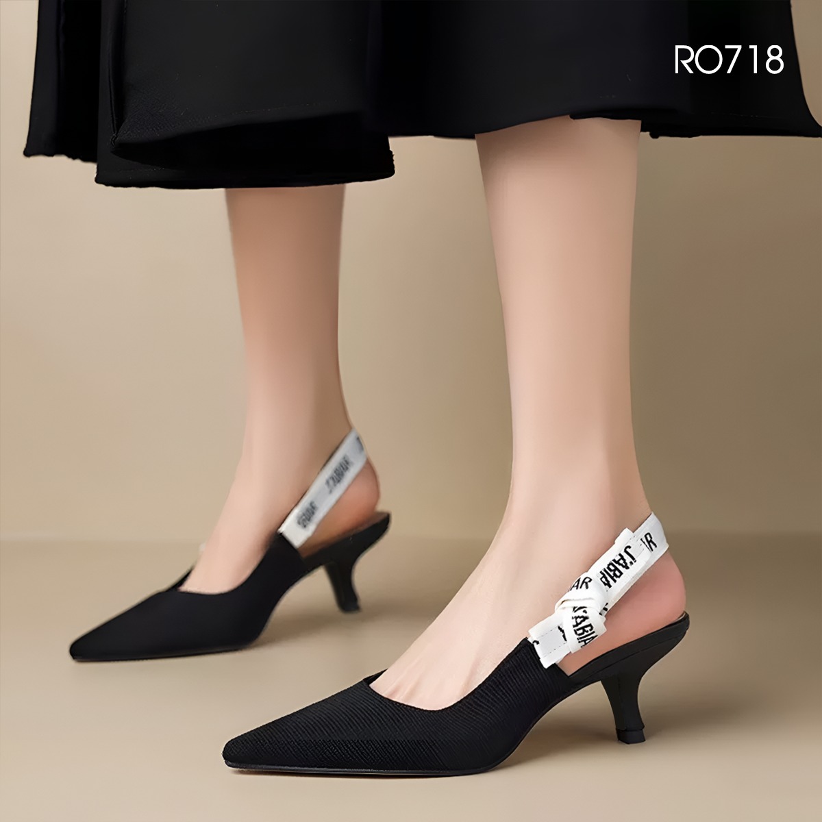 Giày cao gót nữ mũi nhọn, quai sau ROSATA RO718 -5p- Đen - HÀNG VIỆT NAM-BKSTORE