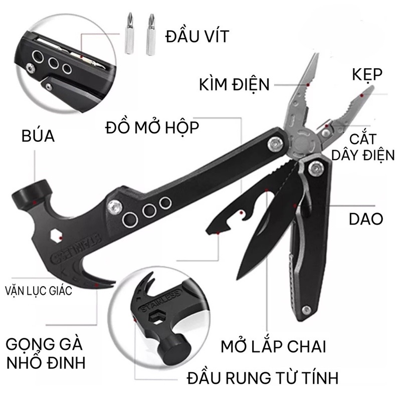 Búa kìm đa năng 14 trong 1 gấp gọn