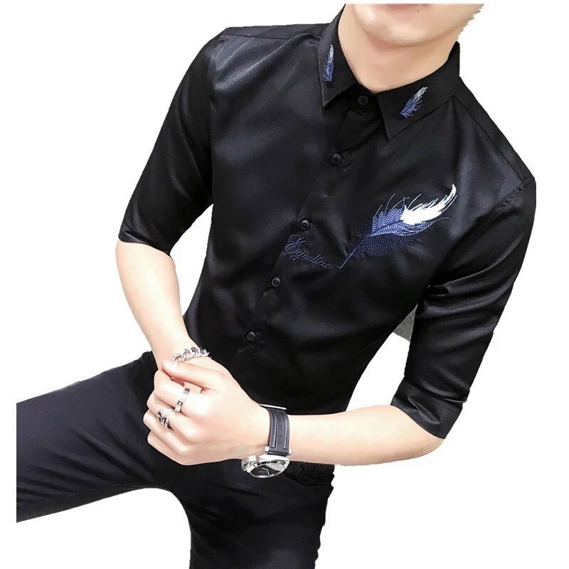 ÁO SƠ MI LỤA NAM NỮ IN THÊU HỌA TIẾT LÔNG VŨ ĐƠN GIẢN CỰC PHONG CÁCH CỰC PHẨM CỦA NĂM