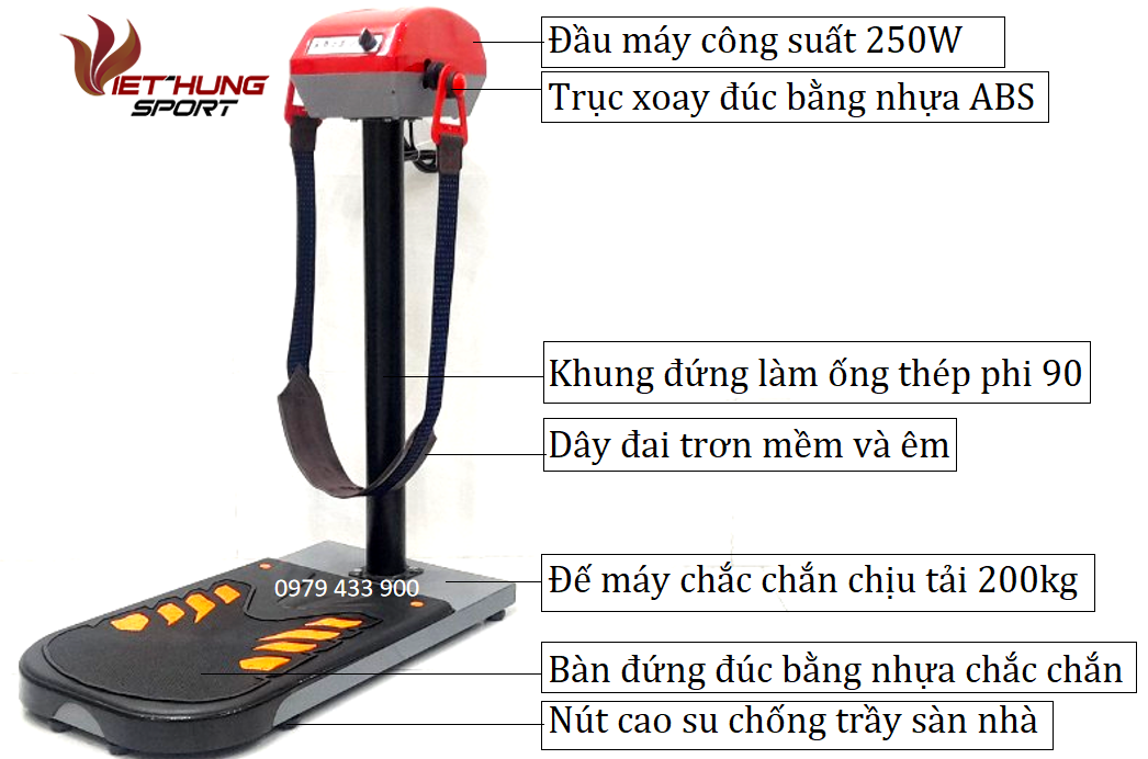 Máy Rung Massage Bụng Đứng M 140: Dây đai trơn công suất 250W