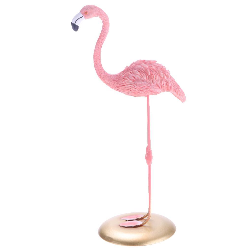 3pcs Flamingo Figurine Miniature Sculpture Glass Base Stand Table Ornament