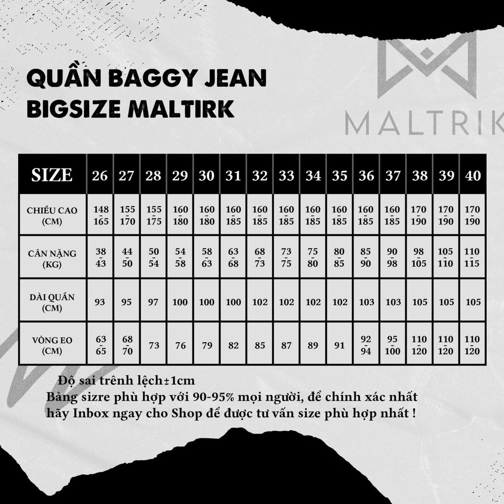 Quần jean đen baggy cạp cao nam bigsize MALTRIK chất bò cao cấp có size lớn cho người béo đến 120kg