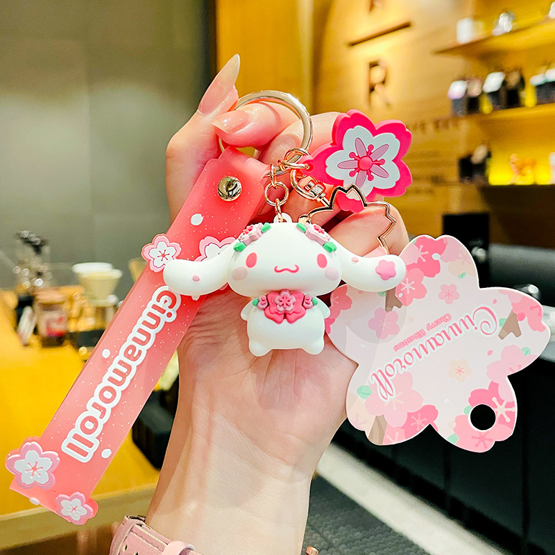 Móc khóa búp bê hoạt hình Helo Kitty, Kuromi, Mymelody, Cinnamoroll dùng treo cặp sách, túi xách, balo, xe máy, xe đạp