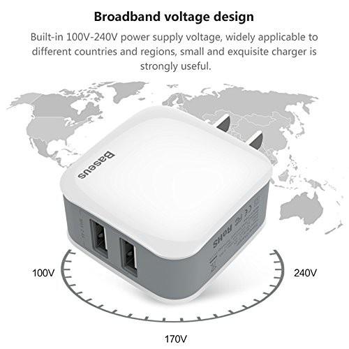 Cốc sạc chuôi dẹt 2 cổng sạc nhanh 2.4A Max - Củ sạc nhanh Baseus Letour Dual USB - Hàng Chính Hãng