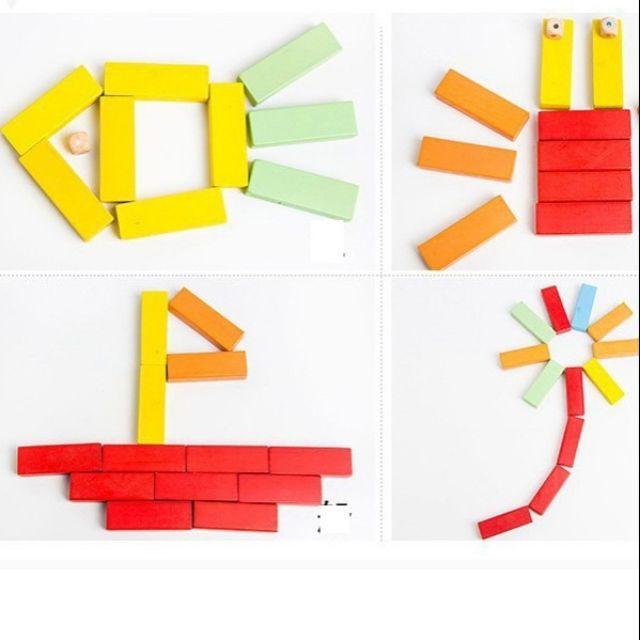 Đồ Chơi Rút Gỗ Màu Domino 54 Thanh Babo Xếp Tầng Tháp Jenga - Size Lớn, Sơn Gỗ Mịn Đẹp