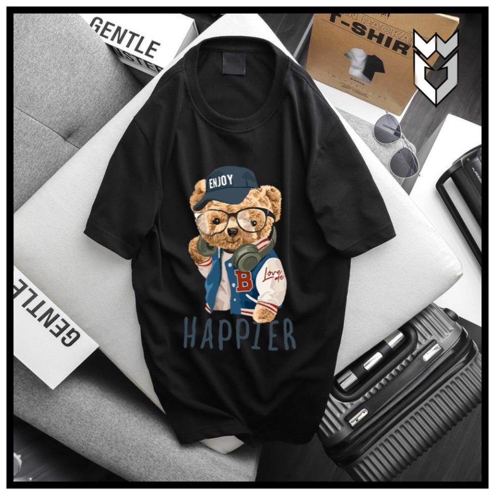 Áo Thun , áo tay lỡ áo unisex nam nữ Gấu HAPPIER, áo phông áo cộc chất Cotton đẹp co dãn 4 chiều - GW Shop
