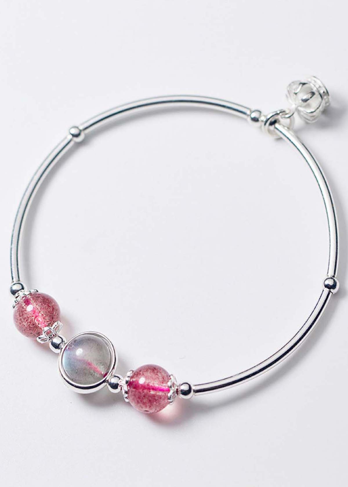 Vòng tay bạc đá thiên nhiên phối charm vương miệng - Ngọc Quý Gemstones