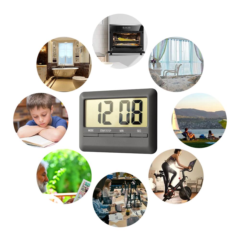 LCD Digital Alarm Clock Timer Large Time Manual Countdown for Cooking Shower Study Stopwatch Kitchen Magnetic Electronic Clock