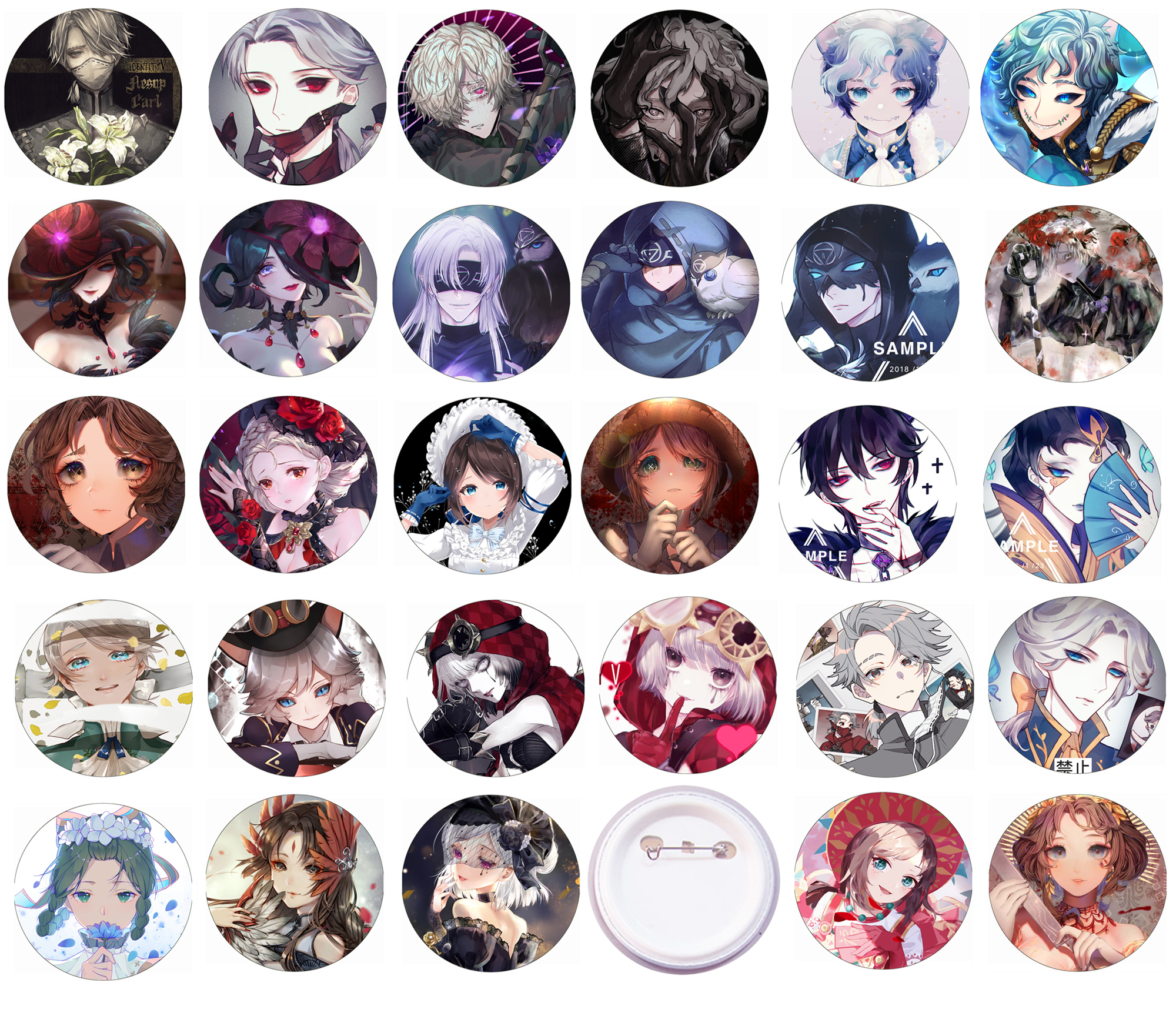 Huy hiệu SET 3 cái Identity V nhiều nhân vật Manga, Anime