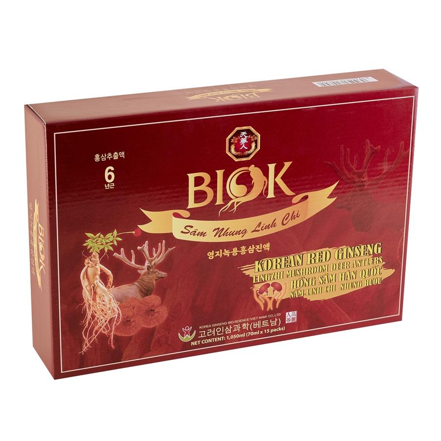 Nước Uống Sâm Nhung Linh Chi BIOK, Bổ Huyết, An thần, Tăng Thể Lực