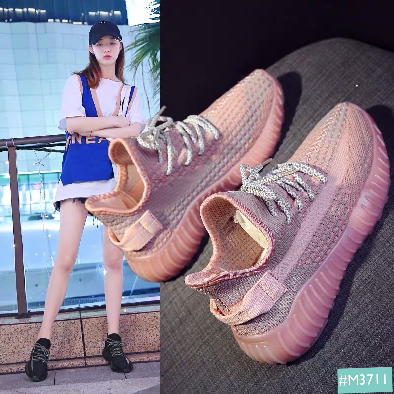 Giày Y350 Nữ Phản Quang MINSU M3711, Giày Thể Thao Sneaker Bata Nữ Hàn Quốc Phản Quang Cực Chất Mang Đi Chơi, Đi Học