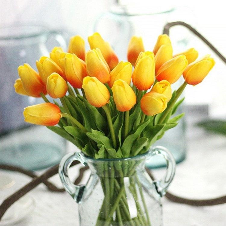 Hoa Tulip Decor Mềm Mại - Bình Hoa Tulip Thủy Tinh