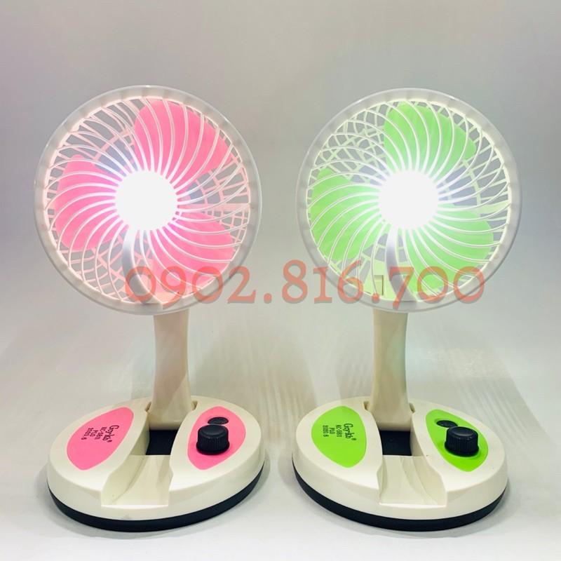 Quạt sạc tích điện gấp gọn Folding Fan KC - 5811 có đèn led quà tặng mùa nóng