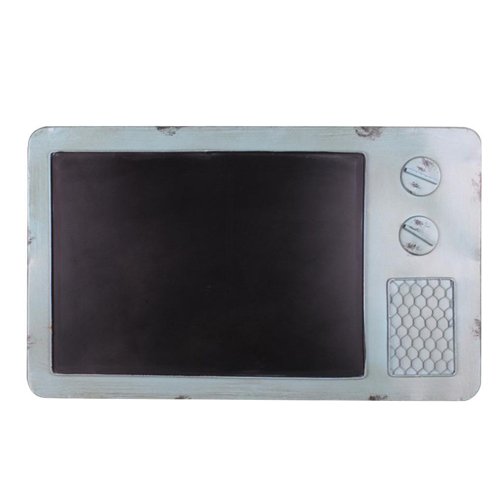 Vintage Metal Blackboard Memo Message Board for Bar Pub Decor Light Blue