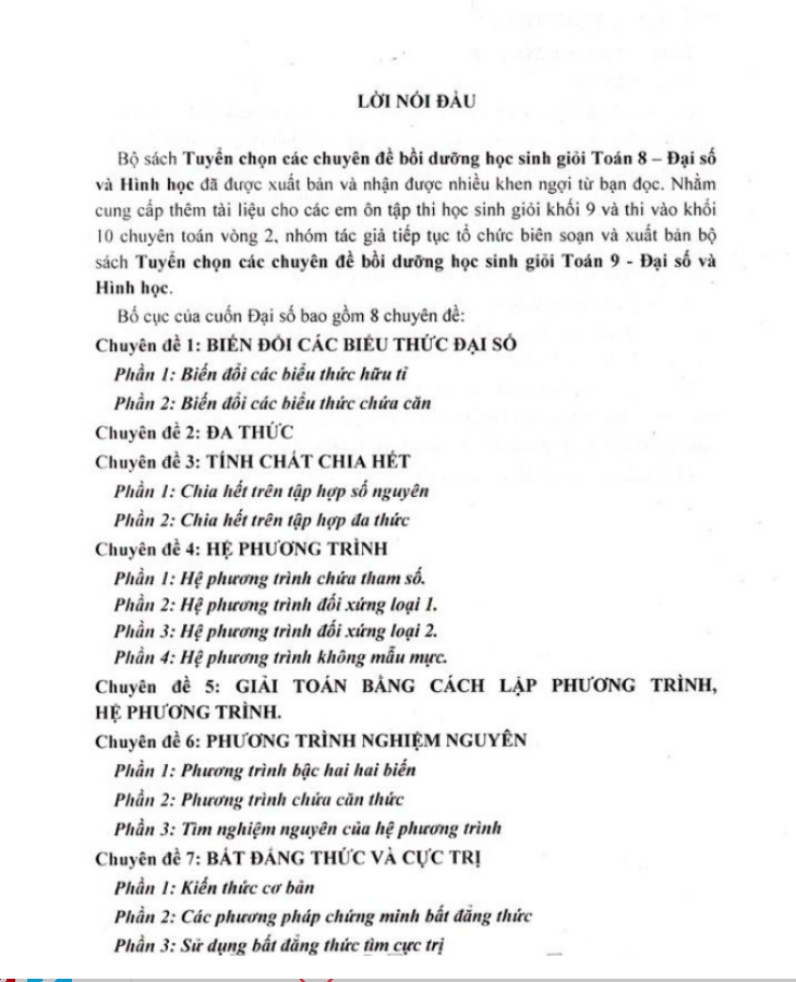 Sách - Tuyển chọn Các chuyên đề bồi dưỡng học sinh giỏi Toán 9 Đại số