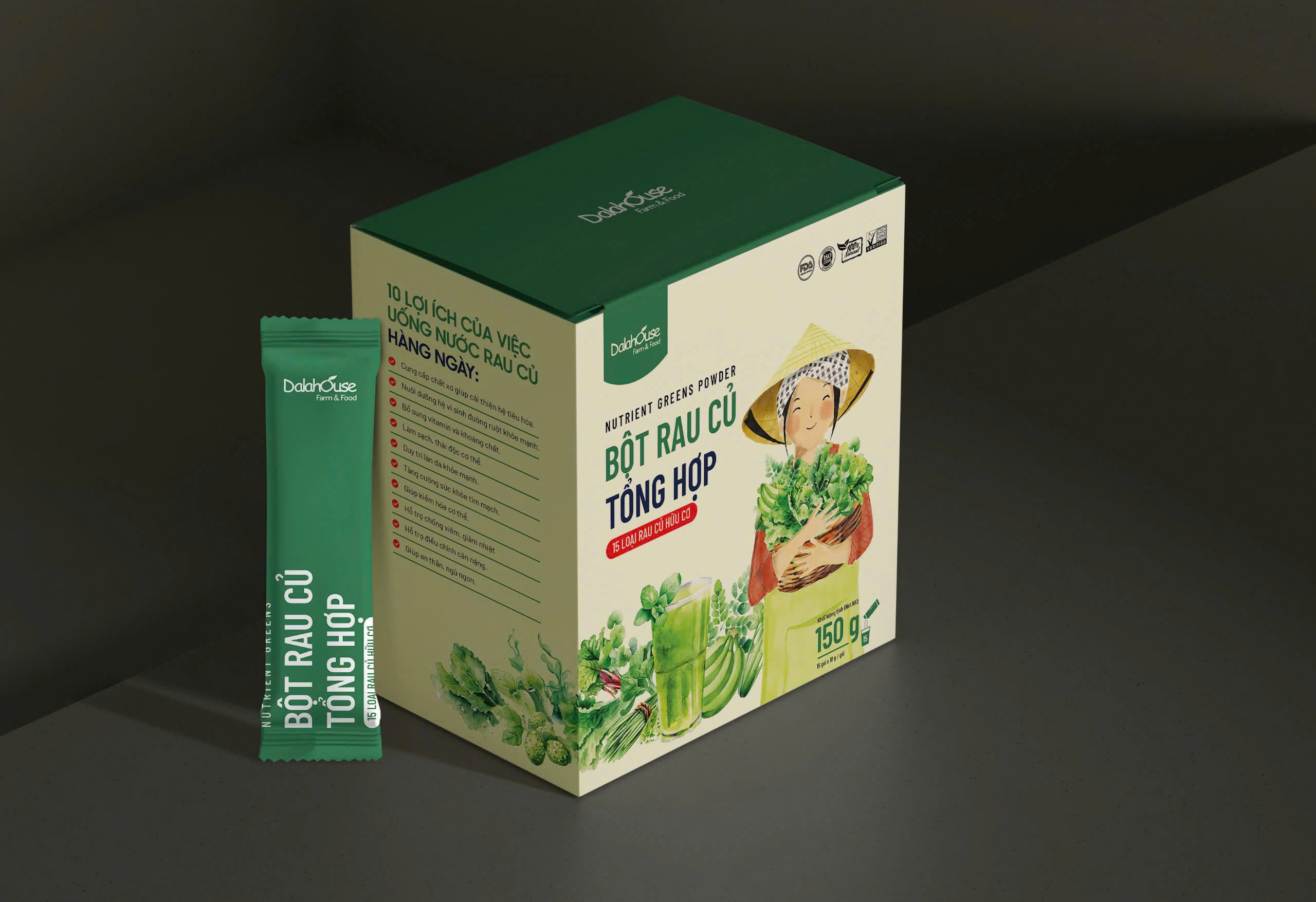 Bột Rau Củ Tổng Hợp Dalahouse 150g - Thanh Nhiệt, Thanh Mát, Giải Khát, Giảm Mụn, Tốt cho Sức Khỏe