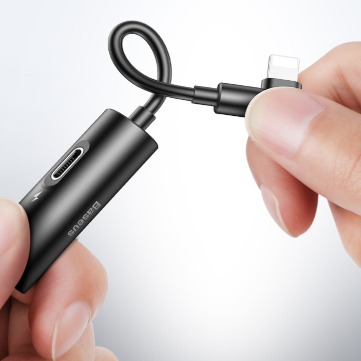 Bộ chuyển cổng Lightning sang Audio 3.5mm + Lightning Baseus L42 cho iPhone X/ XS Max CALL42-01 - Hàng nhập khẩu