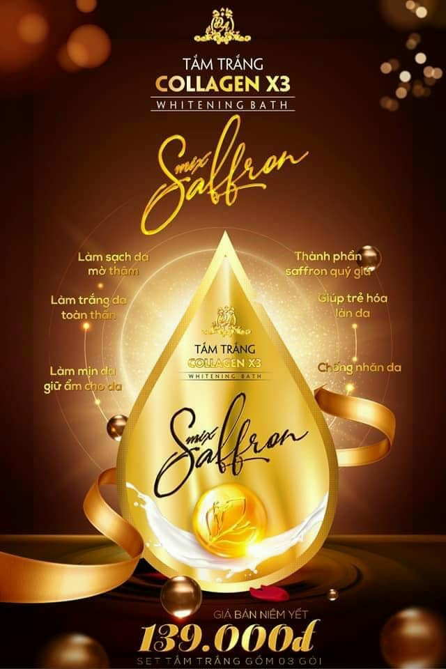 Combo Kem Body Collagen X3 Luxury + Tắm Trắng Mix Saffron + Kích Trắng Da Toàn Thân X3
