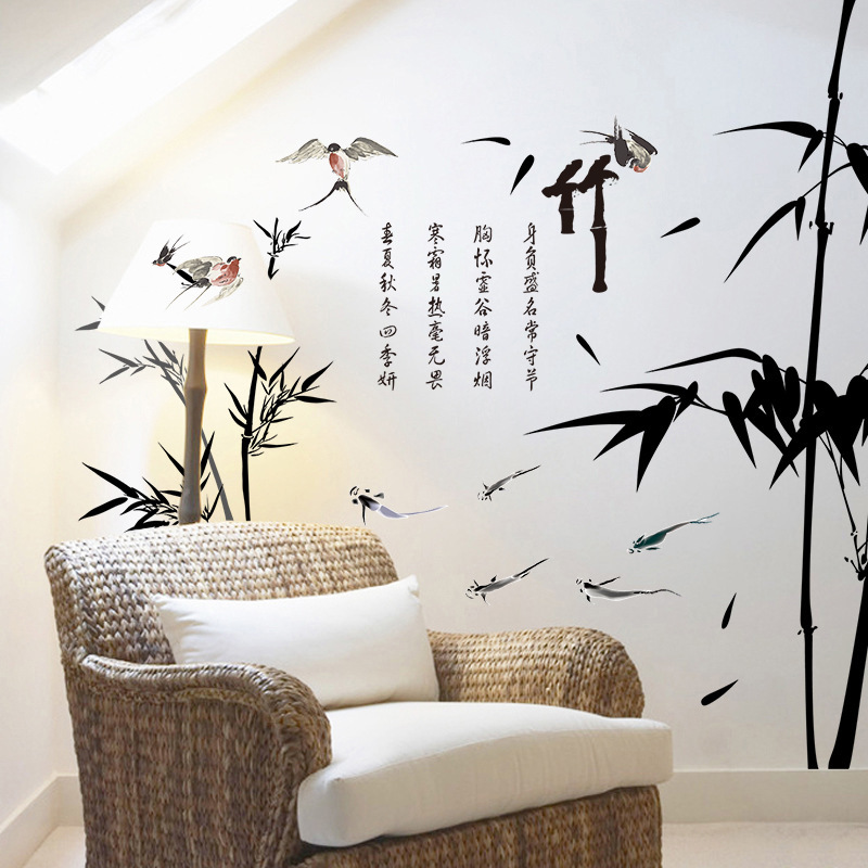 Decal Giấy dán tường bụi trúc đơn sắc XL8237