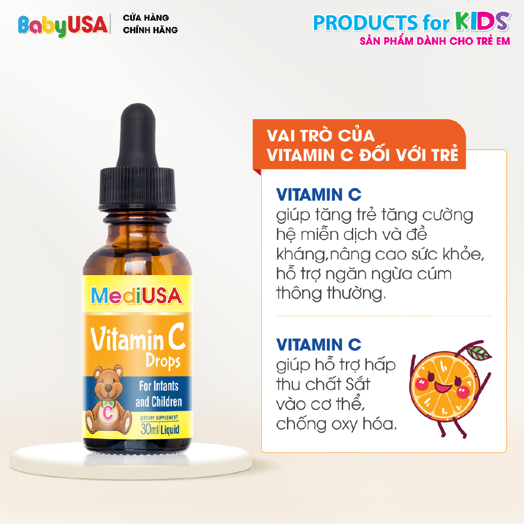 MediUSA Vitamin C Drops - Thực Phẩm Chức Năng