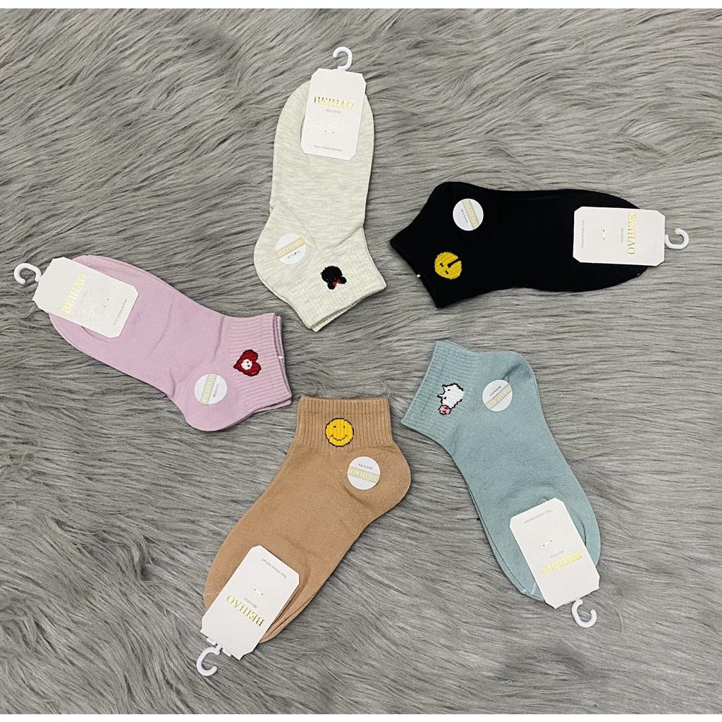 Combo 5 và 10 đôi vớ nữ hình cổ lửng , thun COTTON 100%, giao nhiều hình và màu giao ngẫu nhiên , ảnh thật