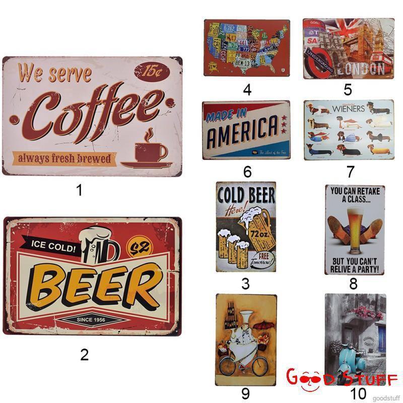 Poster bằng sắt theo phong cách retro dùng để treo trang trí nội thất