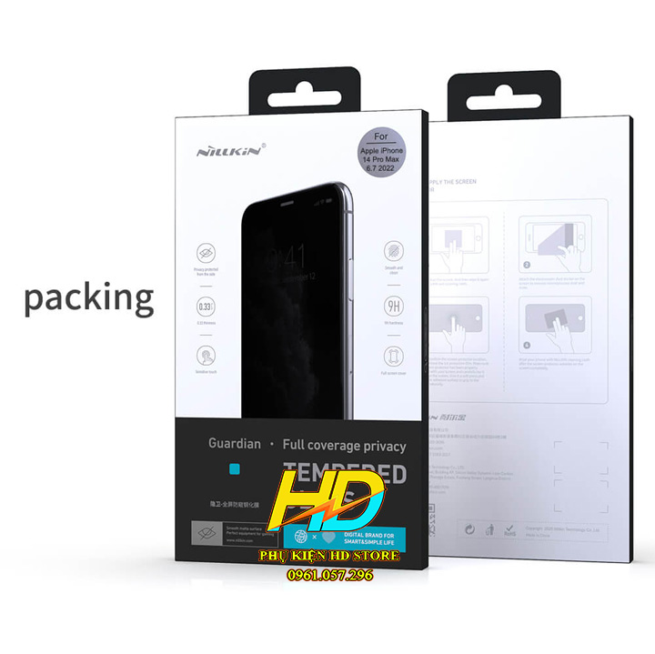 Kính cường lực chống nhìn trộm Dành cho iPhone 14 Pro , 14 Pro Max Chính Hãng Nillkin Amazing Guardian Bảo Vệ Quyền Riêng Tư Của bạn - Hàng Chính Hãng