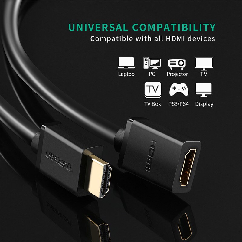 Cáp HDMI nối dài UGREEN 0.5m- 5m HDMI 1080P 3D cho máy tính/HDTV/máy chiếu hàng chính hãng