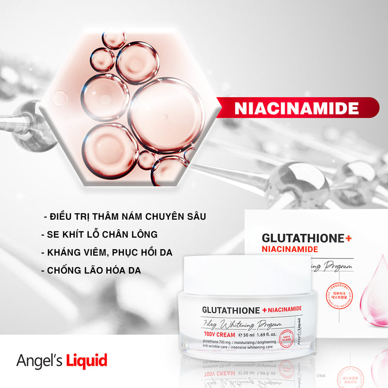 Kem Dưỡng Hỗ Trợ Giảm Thâm Nám Angel's Liquid Glutathione + Niacinamide 7Day Whitening Program 700 V-Cream