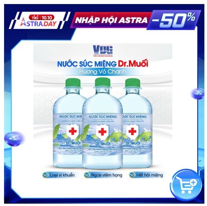 Nước súc miệng Dr. Muối hương vỏ chanh (500ml)-Ngừa viêm họng, sâu răng, loại vi khuẩn, trắng răng, hết hôi miệng