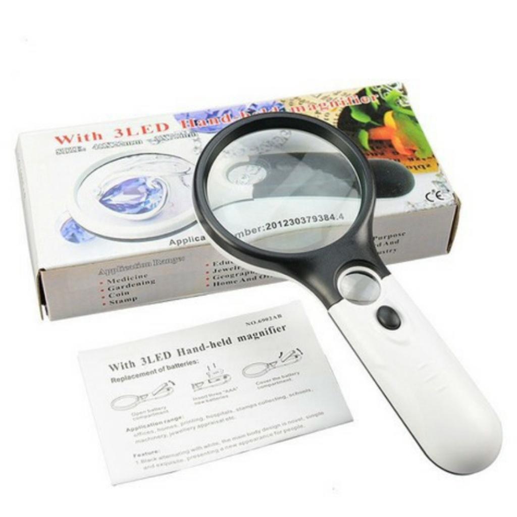 Kính Lúp Cầm Tay Có Đèn Led Magnifier Siêu Sáng Zoom Loại Tốt Nhất x10,x20 Lần.