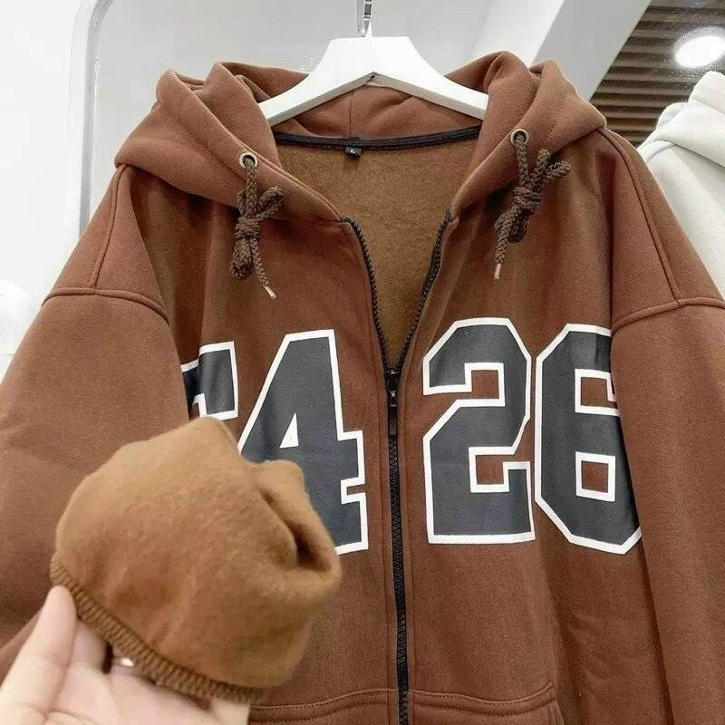 Áo Khoác Hoodie Zip F426 Nỉ Bông Form Rộng Basic Nam Nữ Unisex Phong Cách Ulzzang